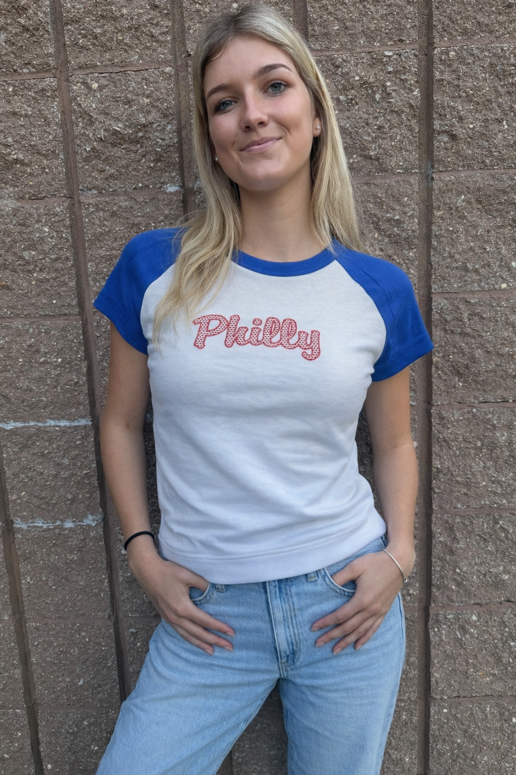 Polka Dot Baby T- royal blue
