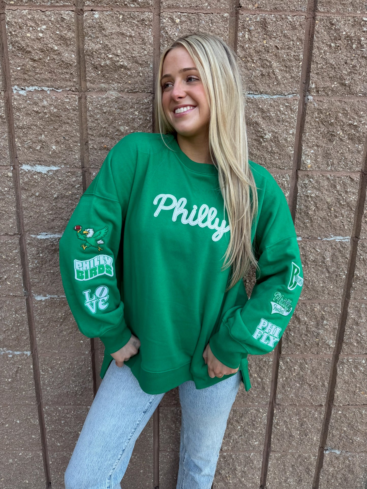 Double Sleeve Patched Sweatshirt