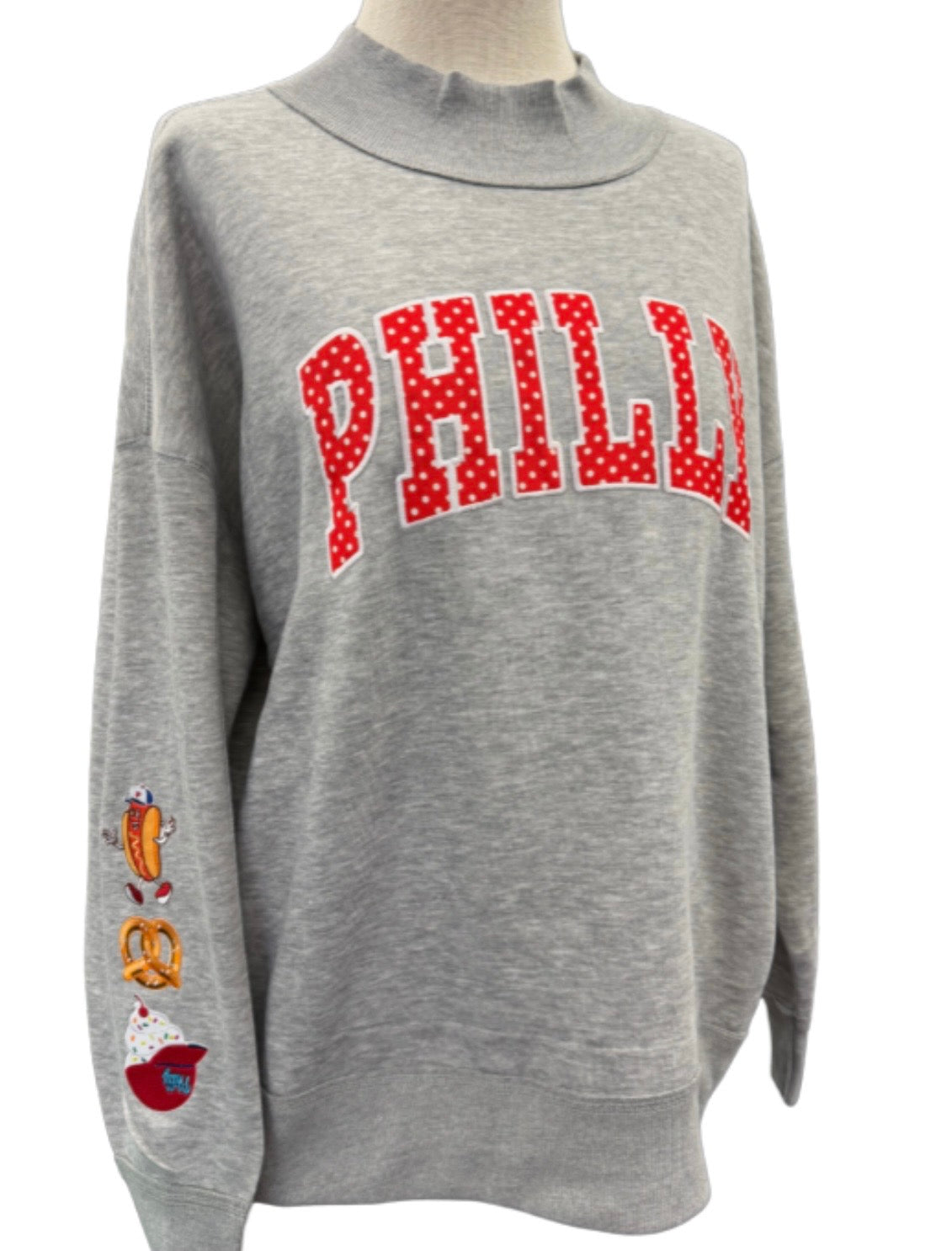 PHILLY Polka Dot Mockneck-Grey