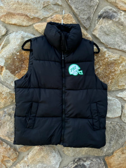 Sequins Back Black Puffer Vest