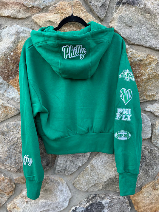 Birds Cropped Zip Hoodie