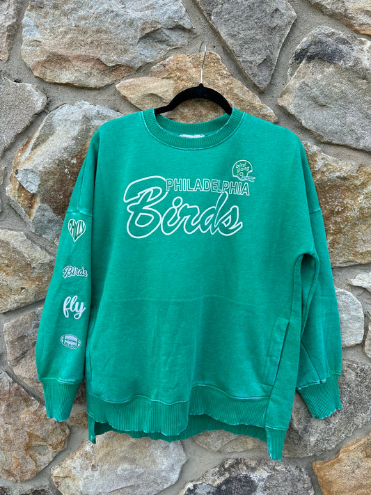 Patch Sleeve Sweatshirt with Side Pockets