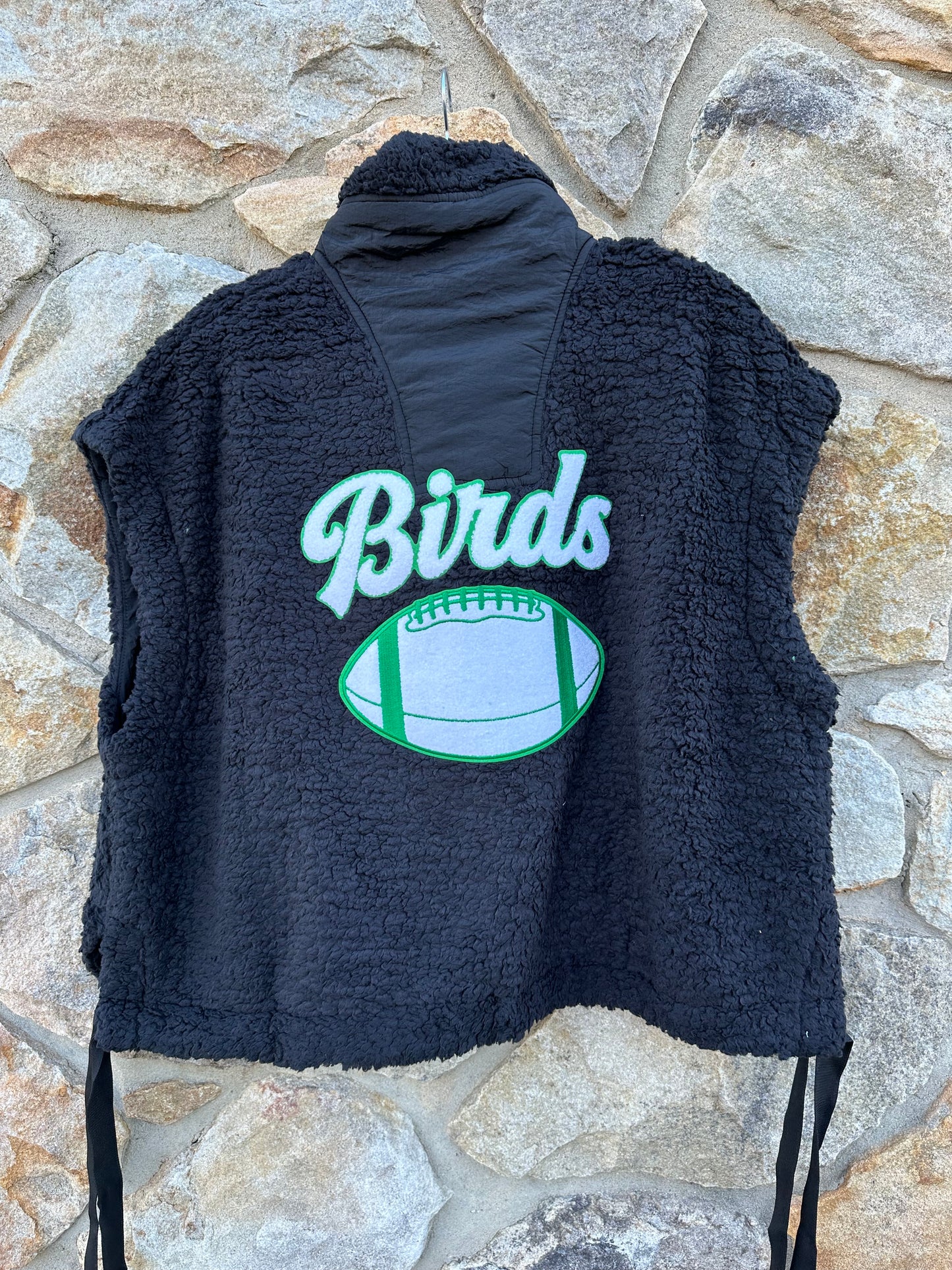 Black Sherpa Waist Tie Vest