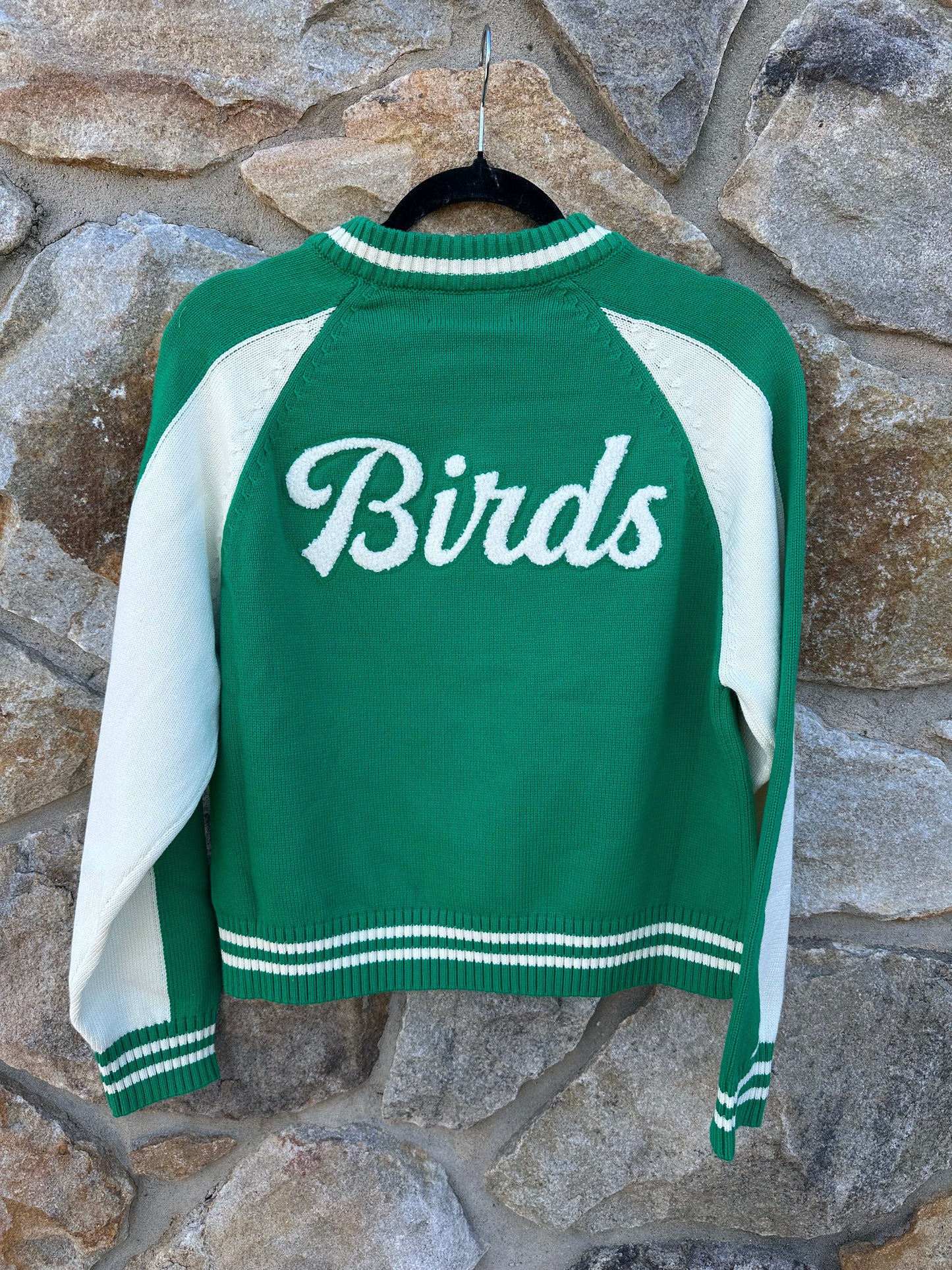Birds Cropped Zip Front Sweater