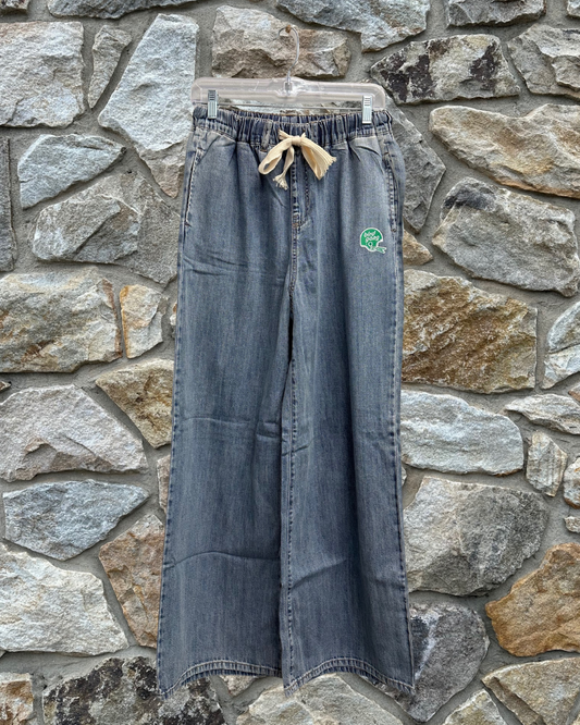 Push Drawstring Denim Pants