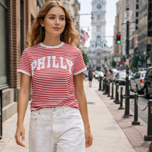 PHILLY Red Stripe Fitted T