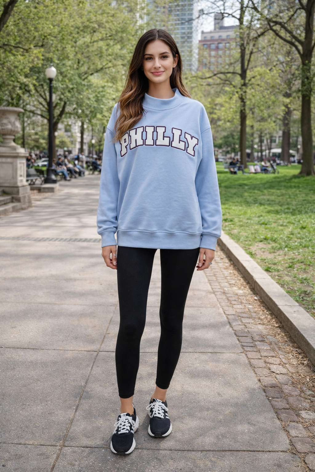 Light Blue PHILLY Mockneck