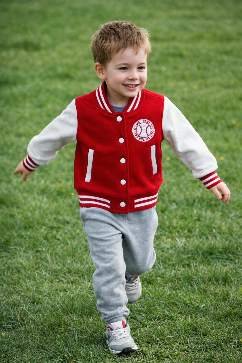 Kids Varsity Jacket-Red