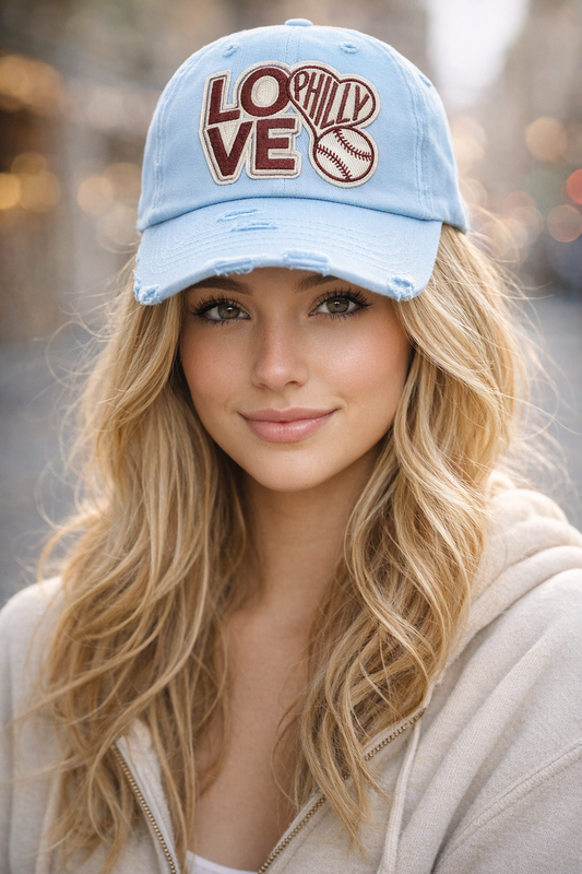 Love Baseball Hat-Light Blue