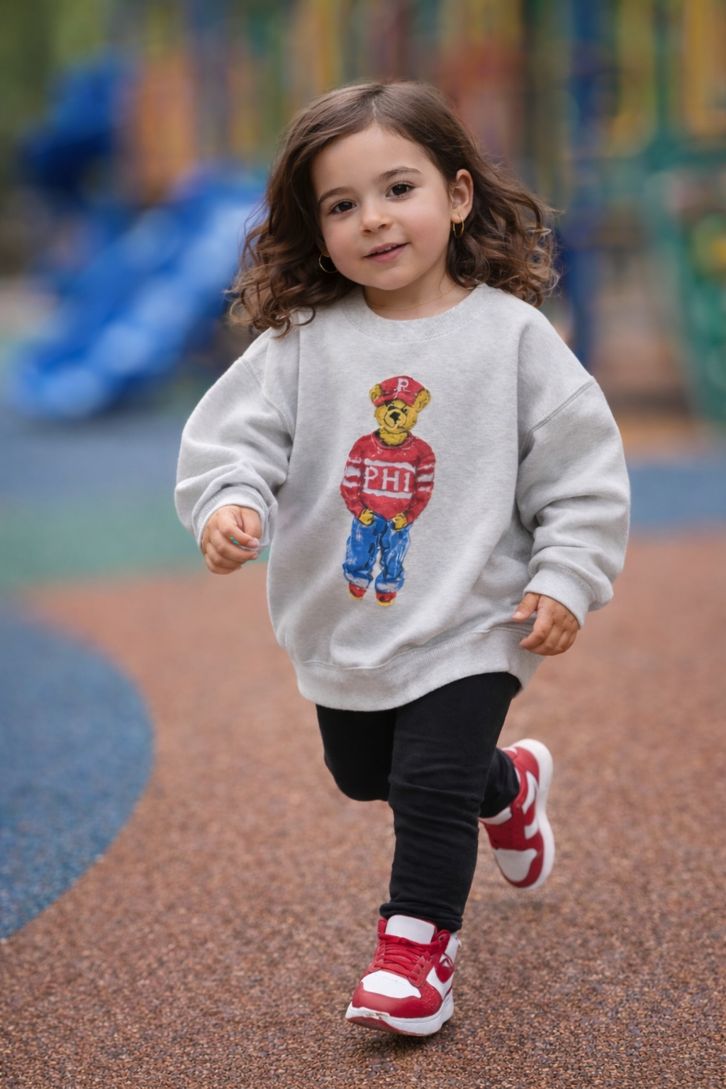 Kids Philly Bear Sweatshirt-Red