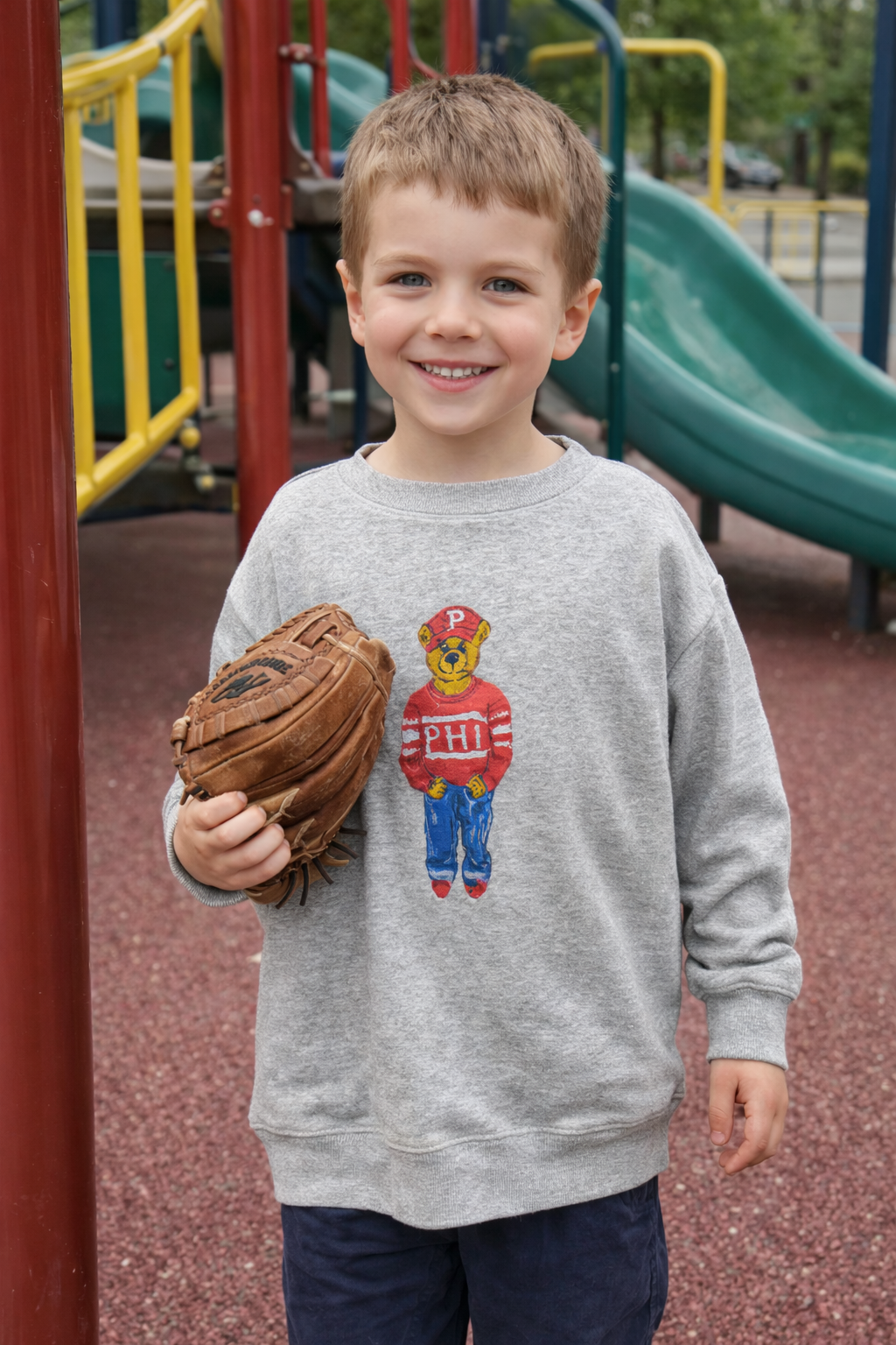 Kids Philly Bear Sweatshirt-Red