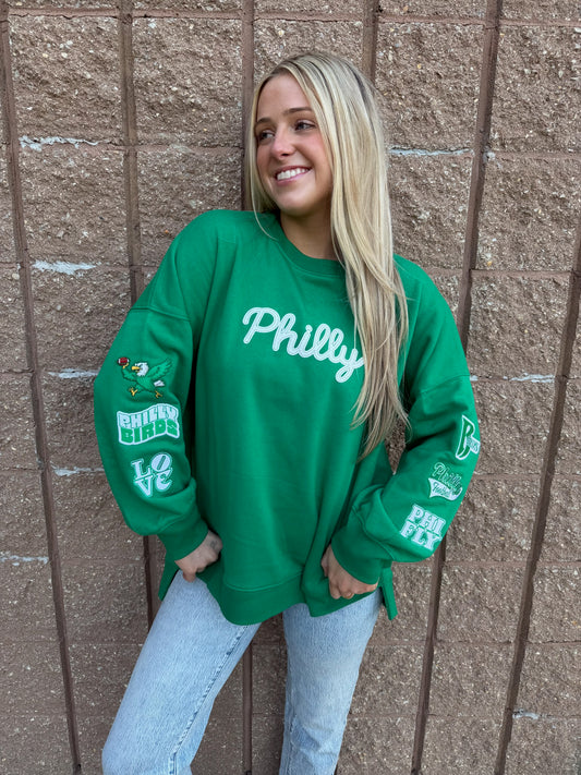 Double Sleeve Patched Sweatshirt