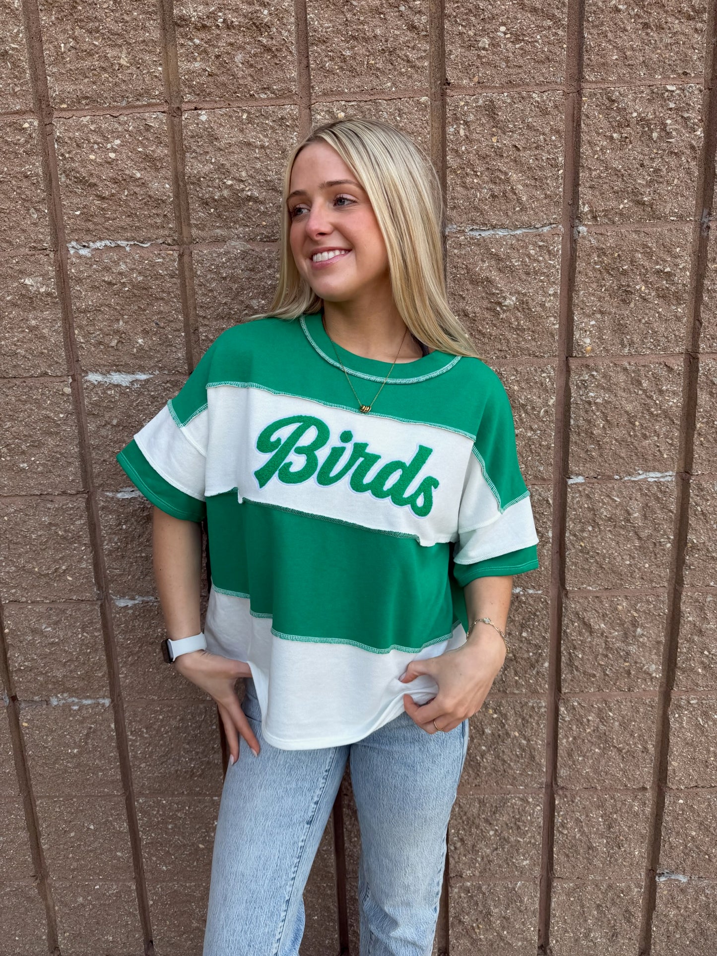 Wide Stripe Short Sleeve Sweatshirt
