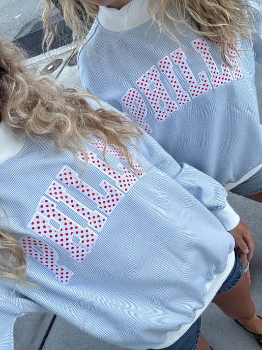 Light Blue Micro Stripe Mockneck