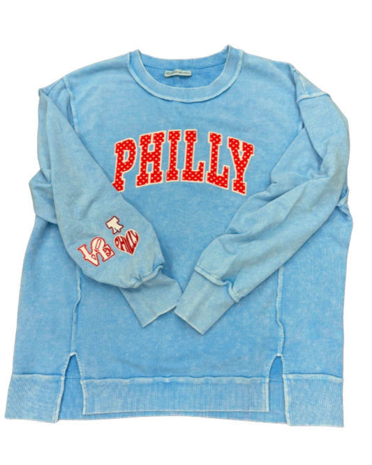 PHILLY Polka Dot Exposed Seam Sweathsirt