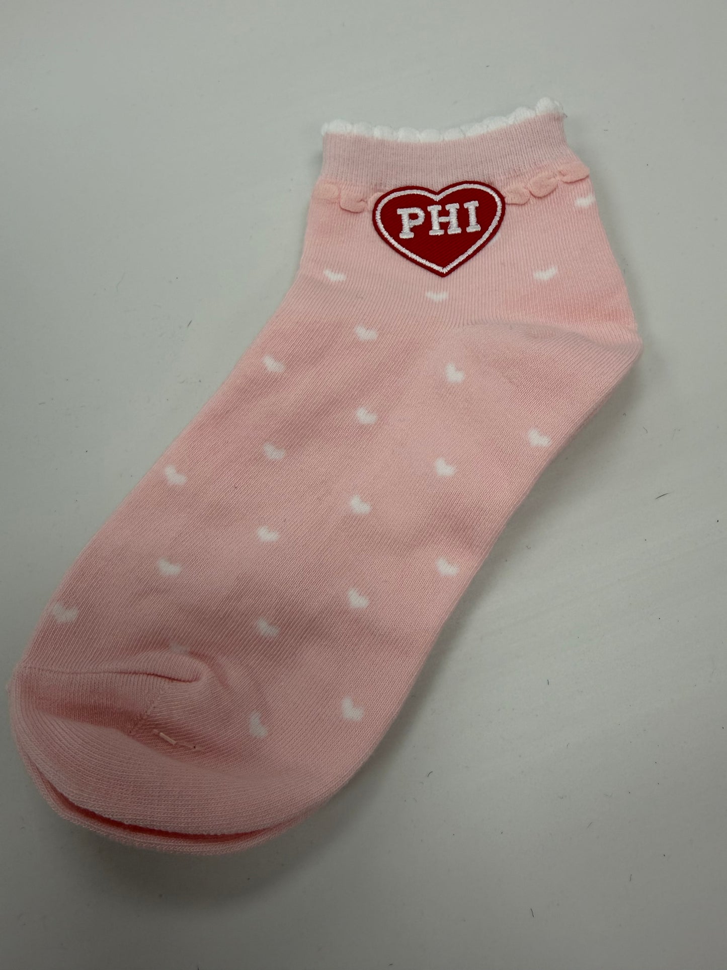 Pink Heart Ruffle Edge Socks