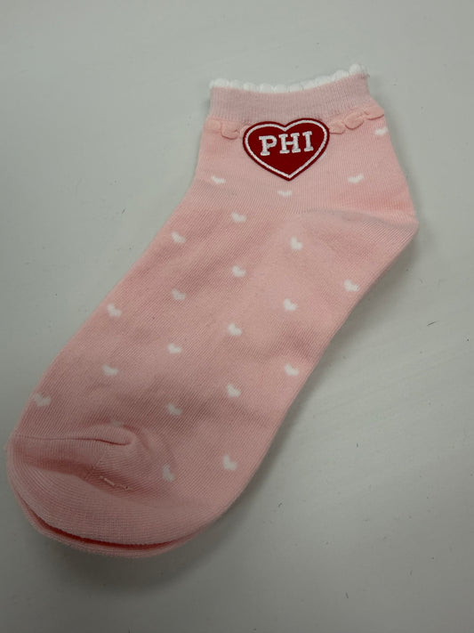 Pink Heart Ruffle Edge Socks