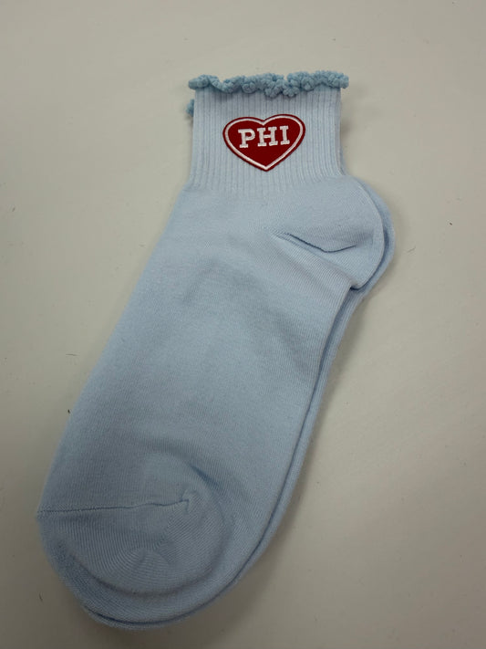 PHI Heart Ruffle Edge Socks