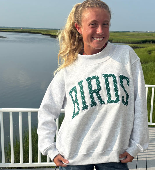 Polka Dot BIRDS Mockneck