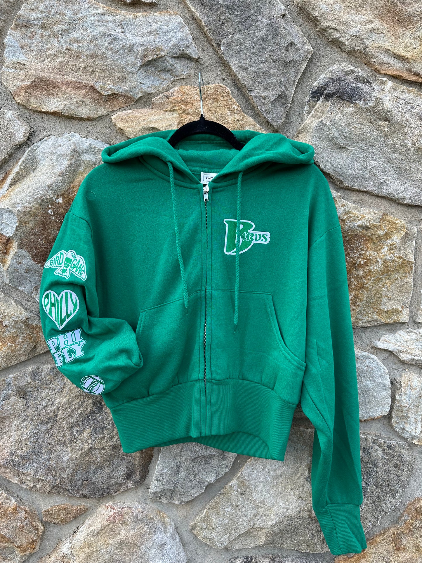 Birds Cropped Zip Hoodie