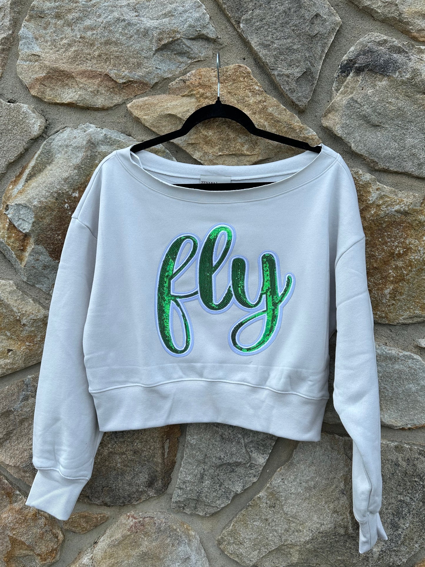 fly Cropped Boatneck Sweatshirt