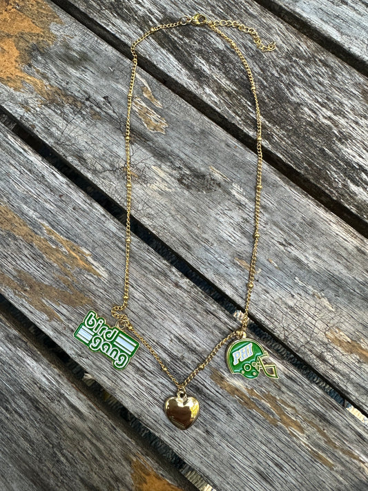 Triple Charm Necklace with Heart