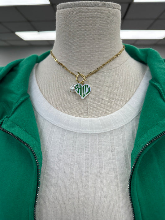 Philly Heart with Pearl Necklace