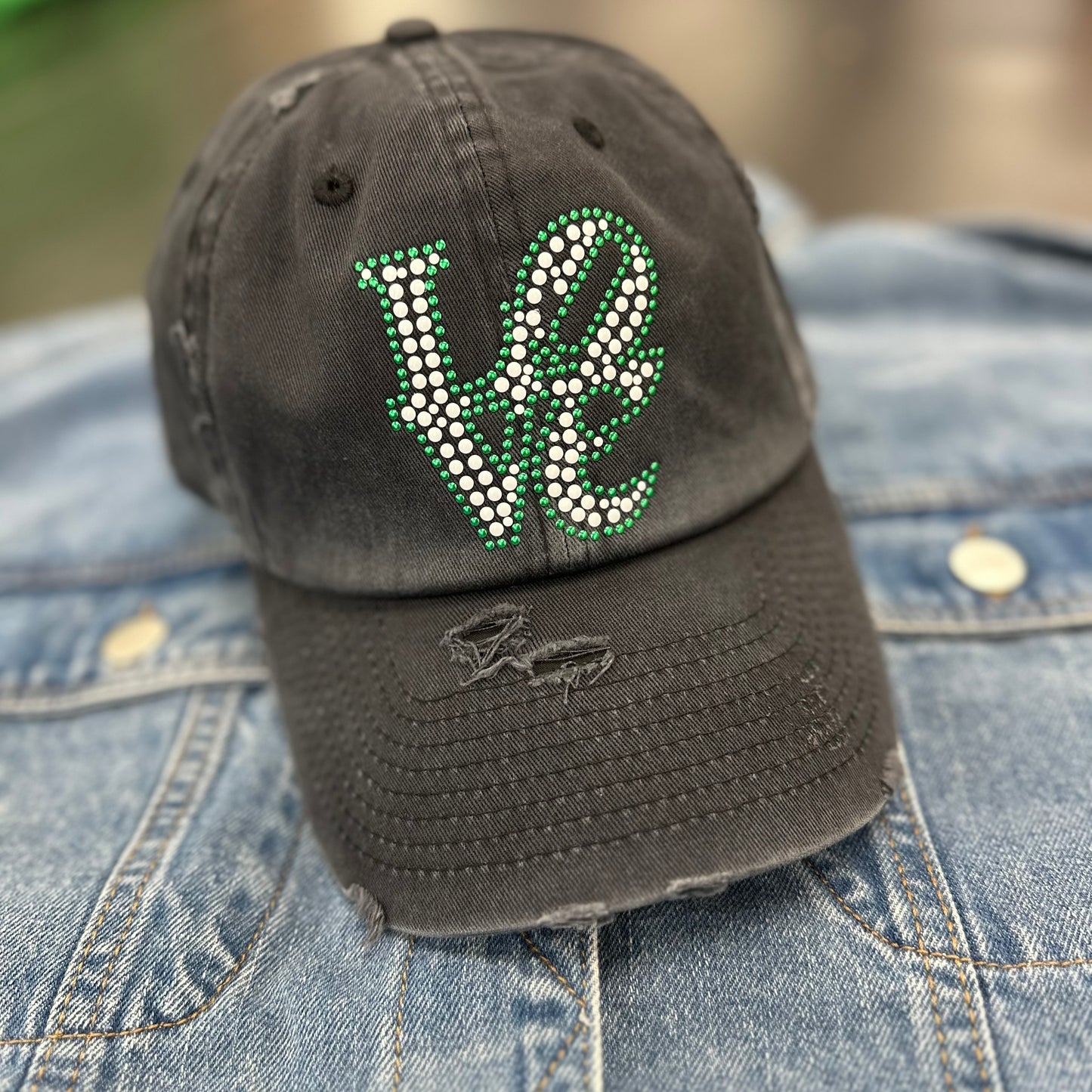 Black LOVE Nailhead Hat