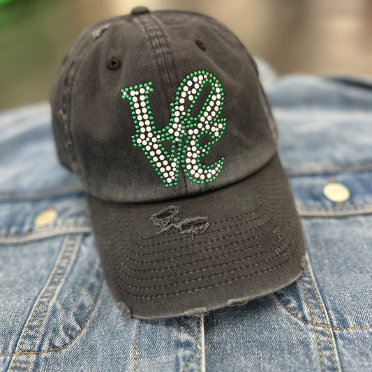 Black LOVE Nailhead Hat