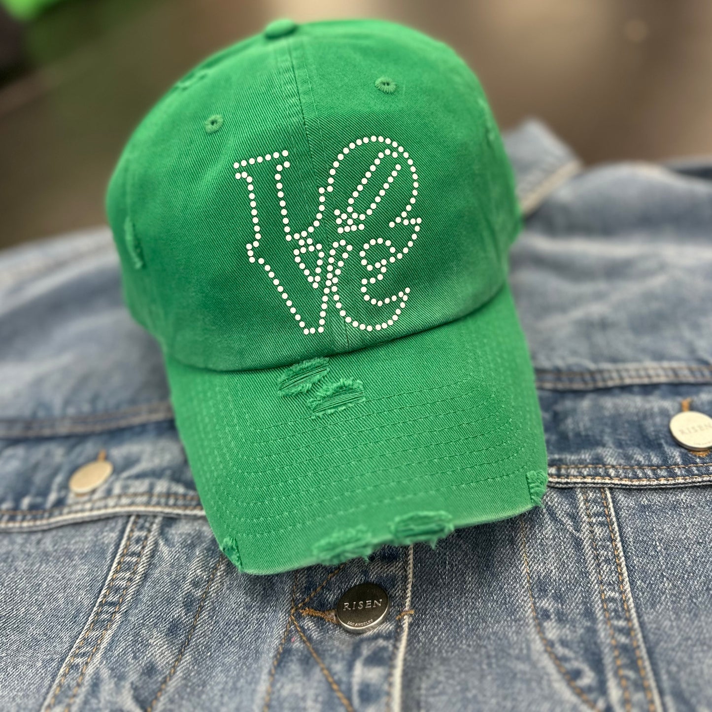 Green LOVE Nailhead Hat