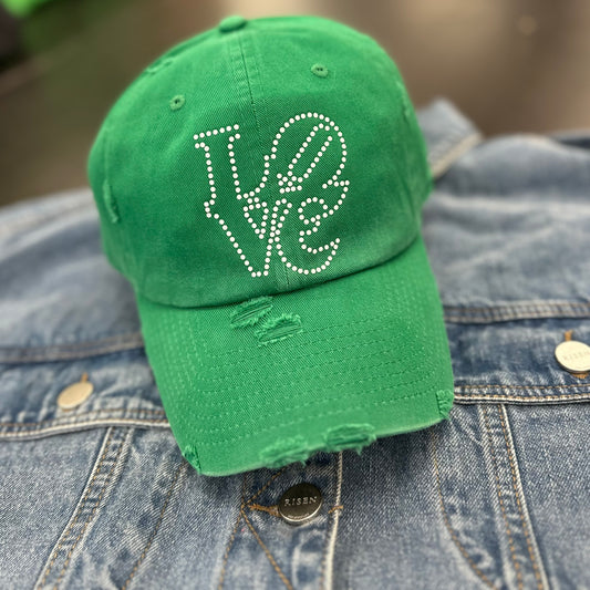 Green LOVE Nailhead Hat