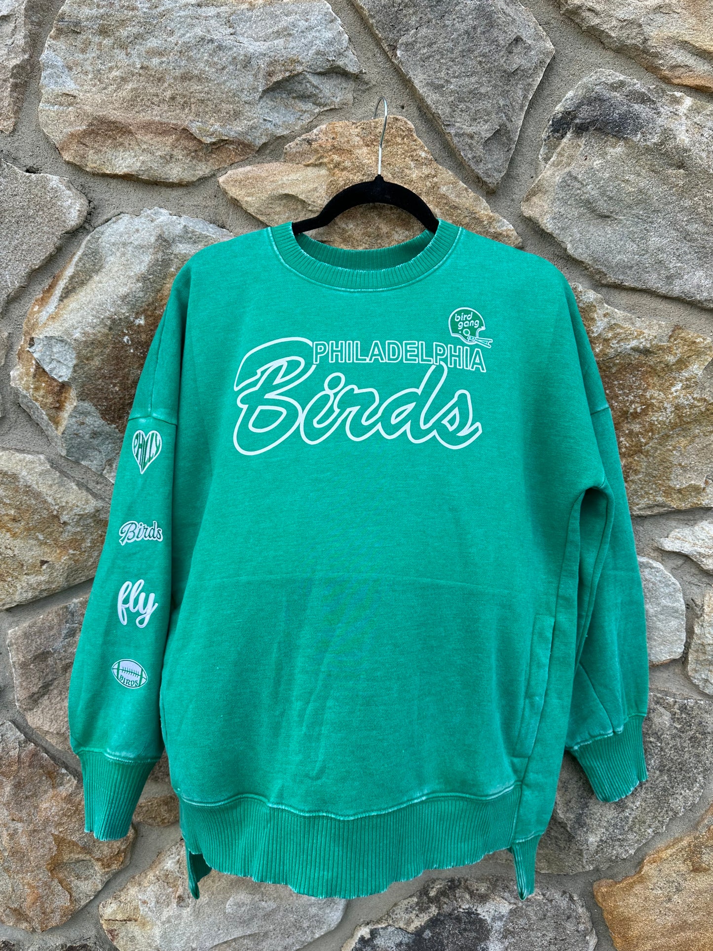 Patch Sleeve Sweatshirt with Side Pockets