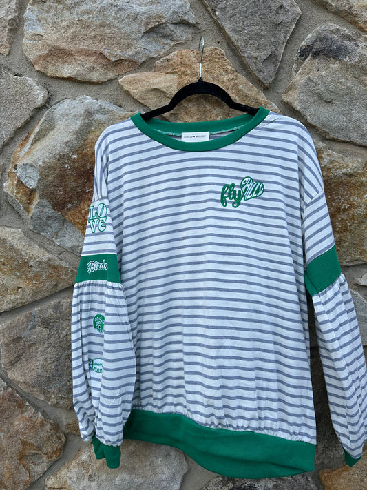 Balloon Sleeve Stripe Tshirt
