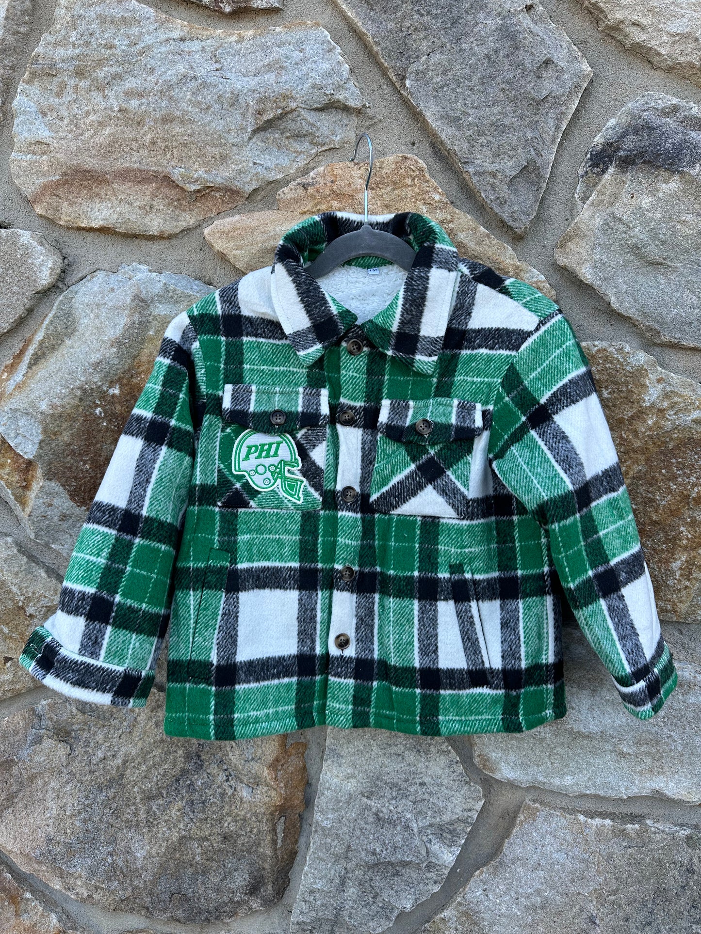 Plaid Sherpa Lined Shacket-kids