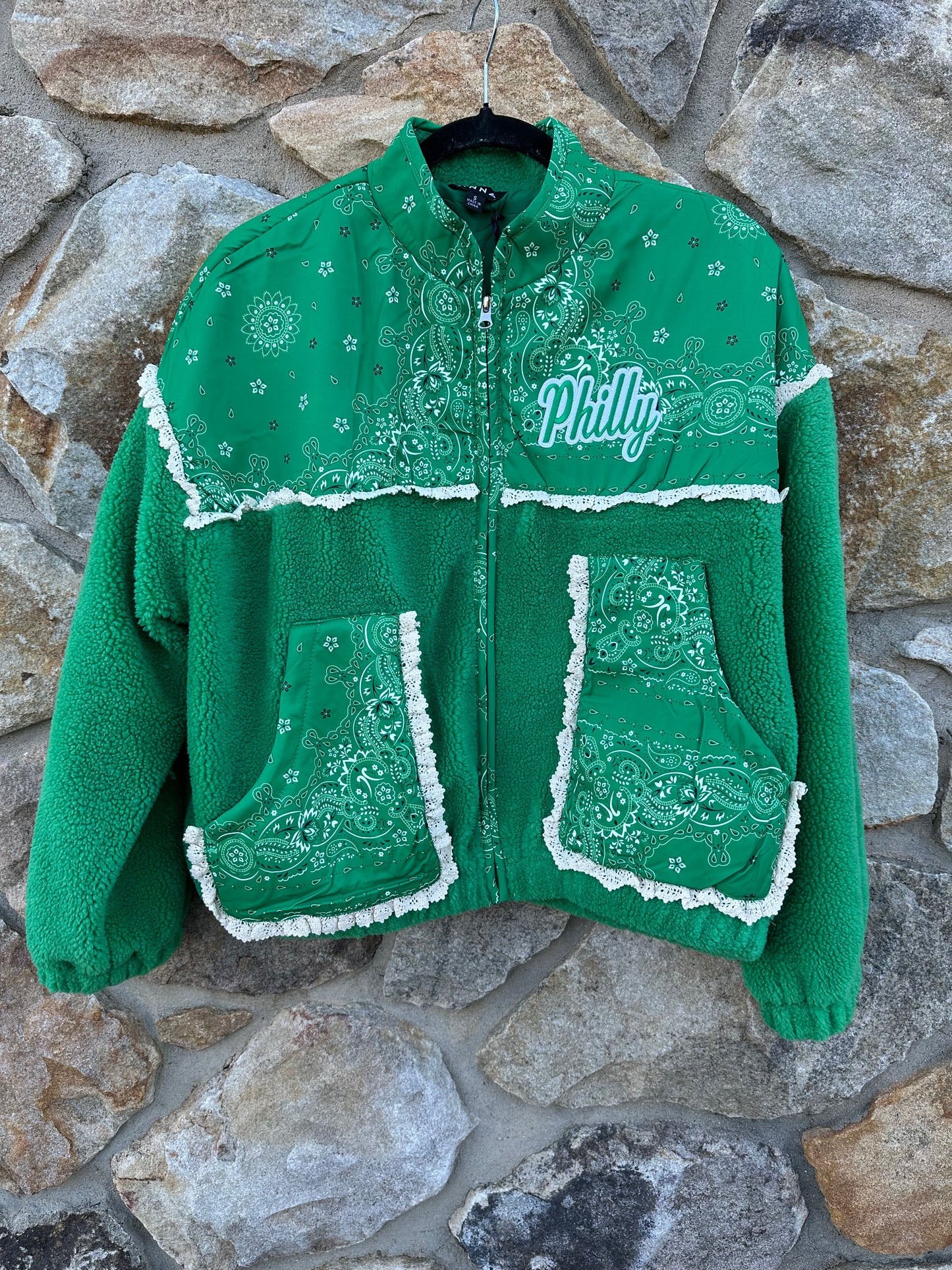 Bandana Print Sherpa Coat