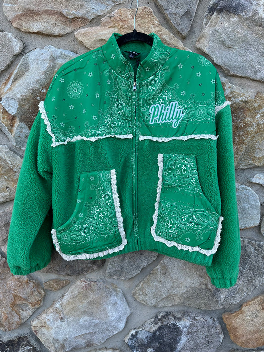 Bandana Print Sherpa Coat