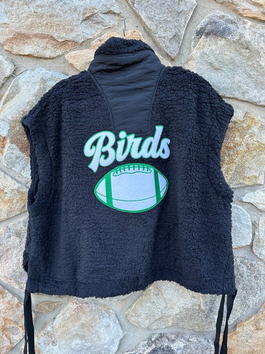 Black Sherpa Waist Tie Vest