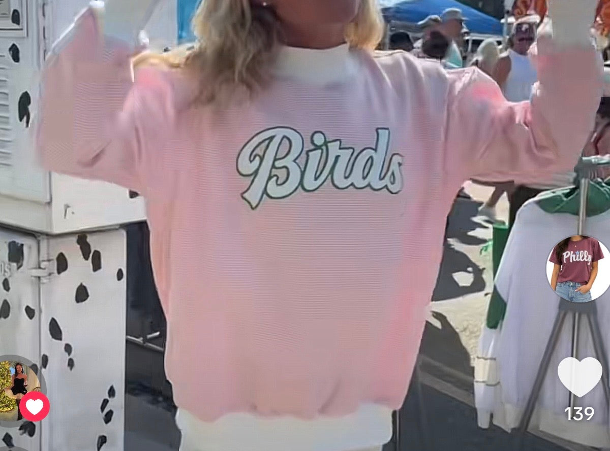 Pink Microstripe Mockneck Sweatshirt