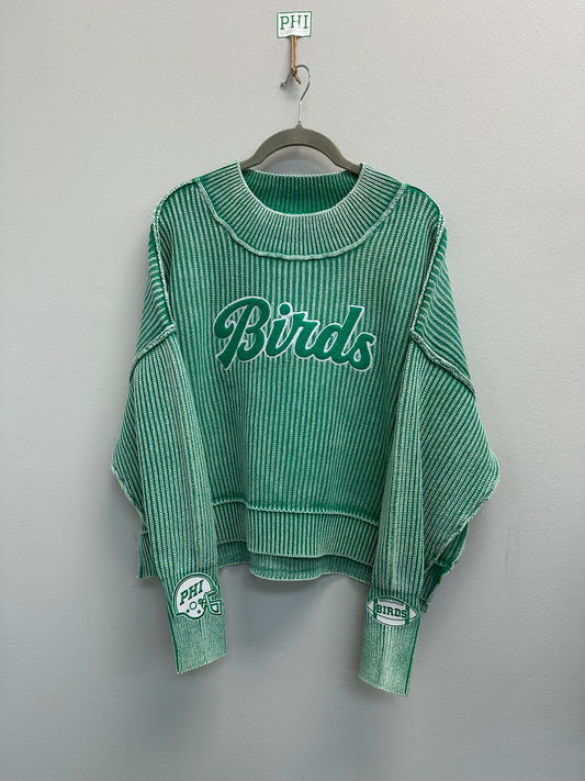 Acid Washed Cropped Sweater