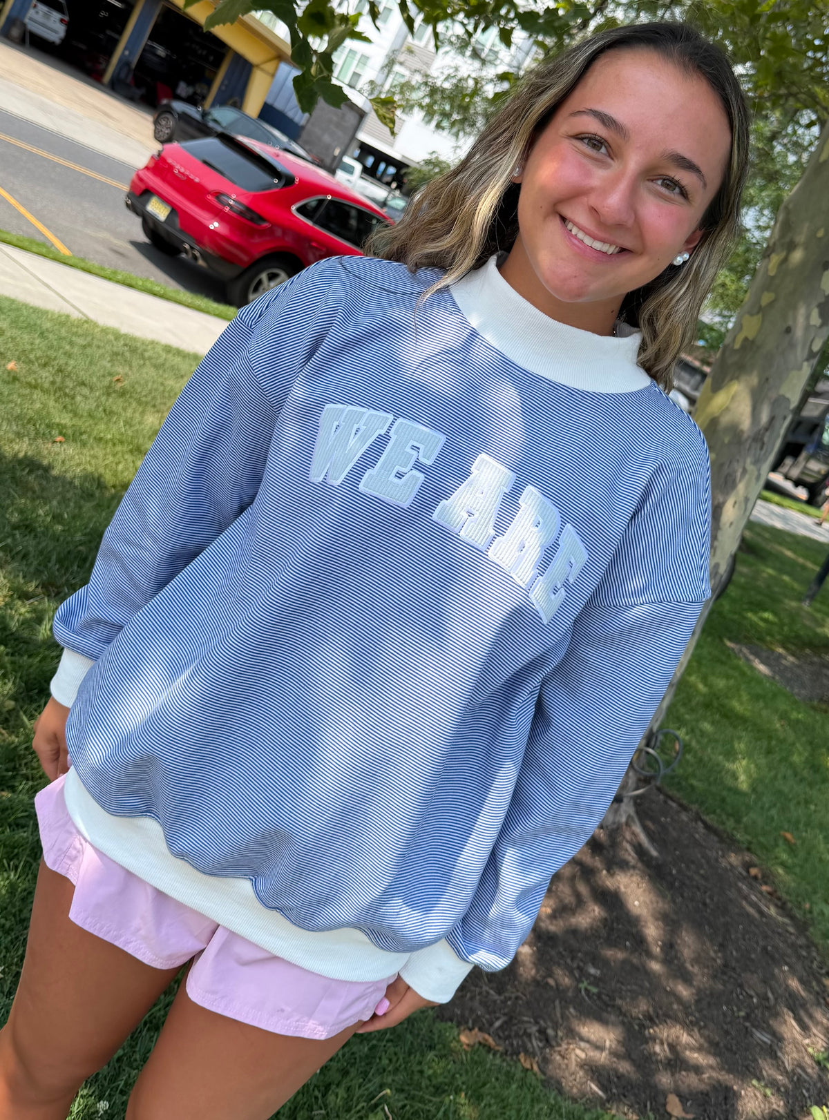 College Micro Stripe Mockneck