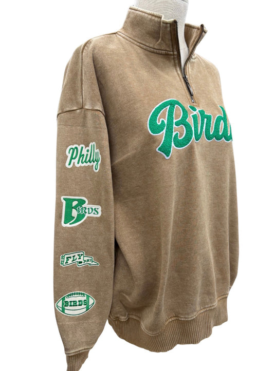 1/4 Zip Sweatshirt-Camel