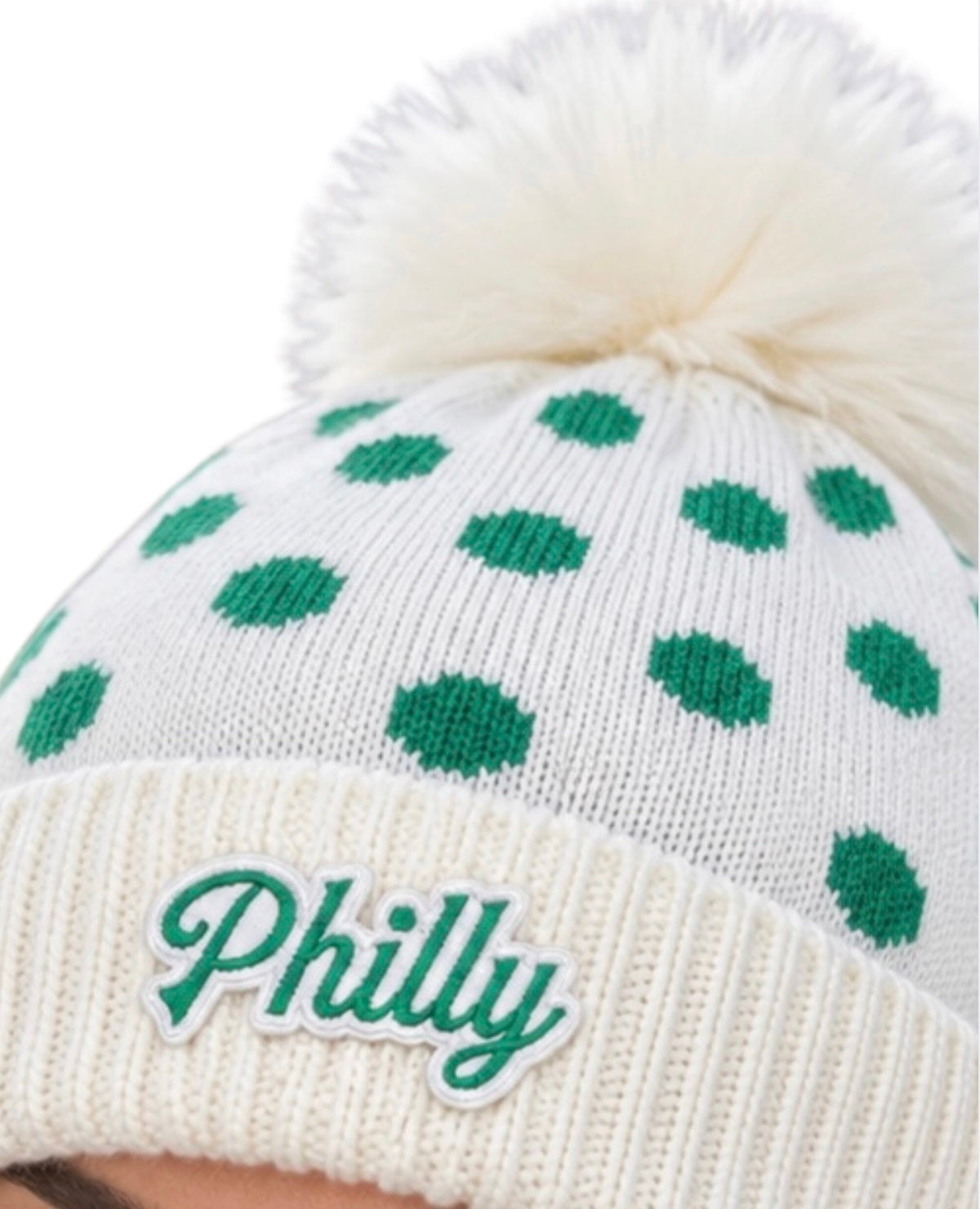 Philly Polka Dot Beanie-White