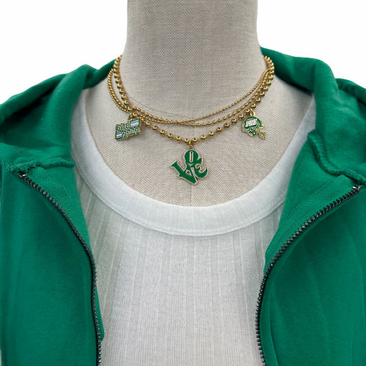 Triple Charm Ball Chain Necklace