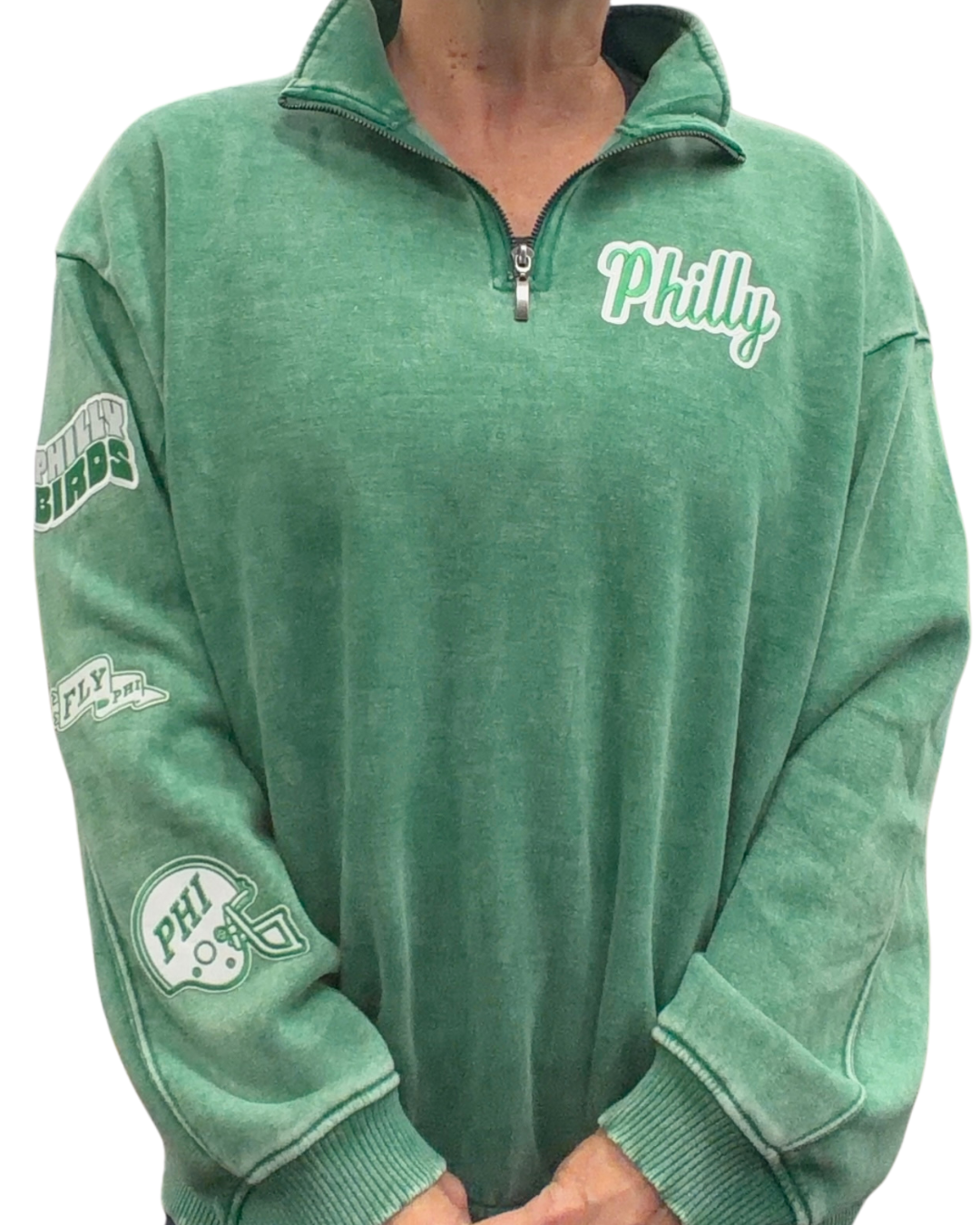 Patch Sleeve 1/4 Zip Sweatshirt