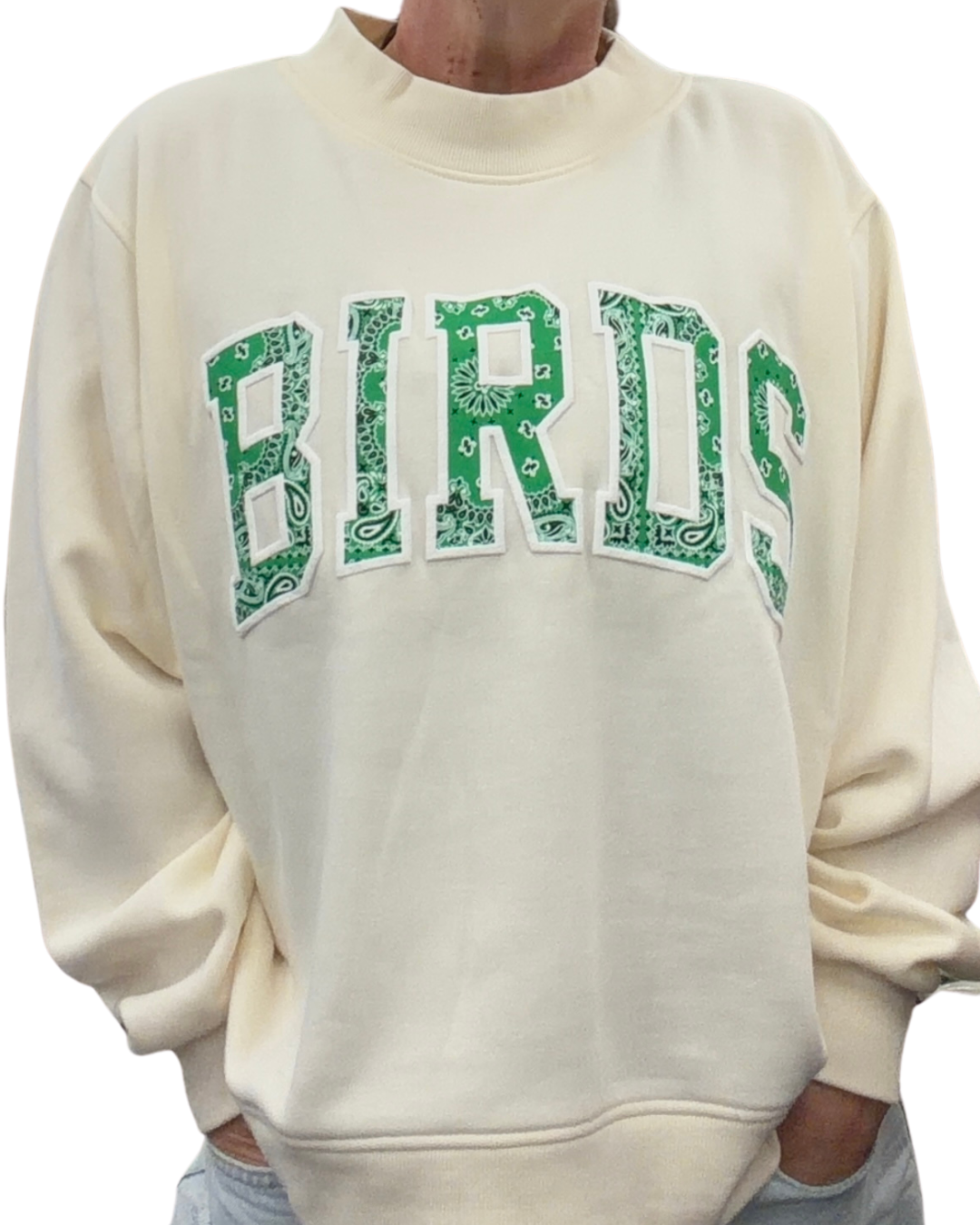 Puff Print Bandana BIRDS Mockneck