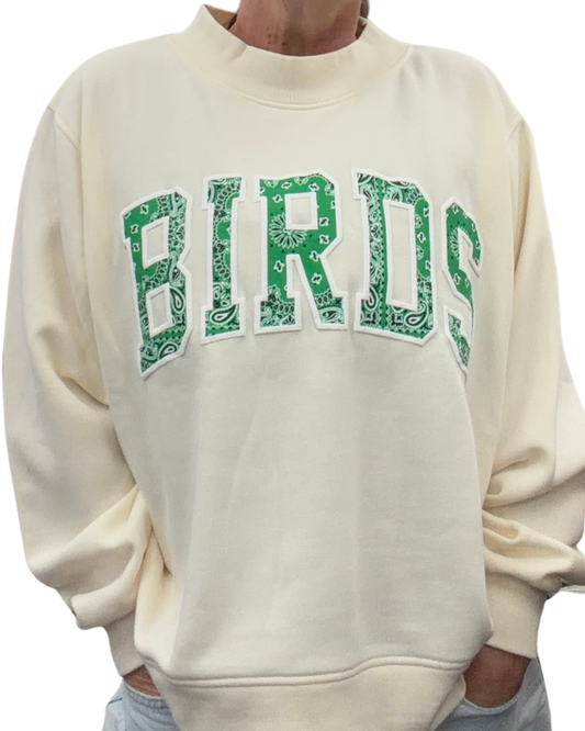 Puff Print Bandana BIRDS Mockneck