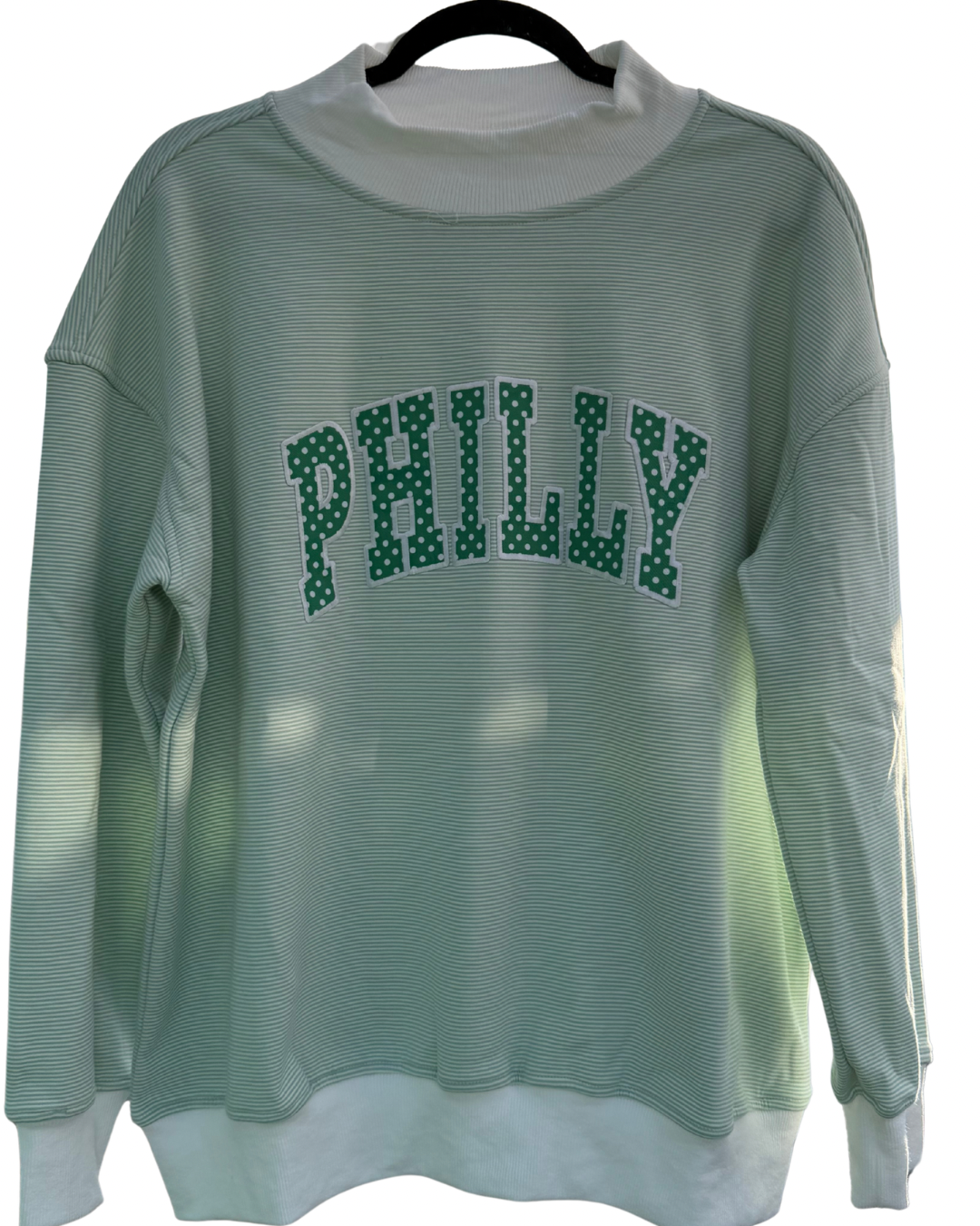Micro Stripe Sage Green Mockneck