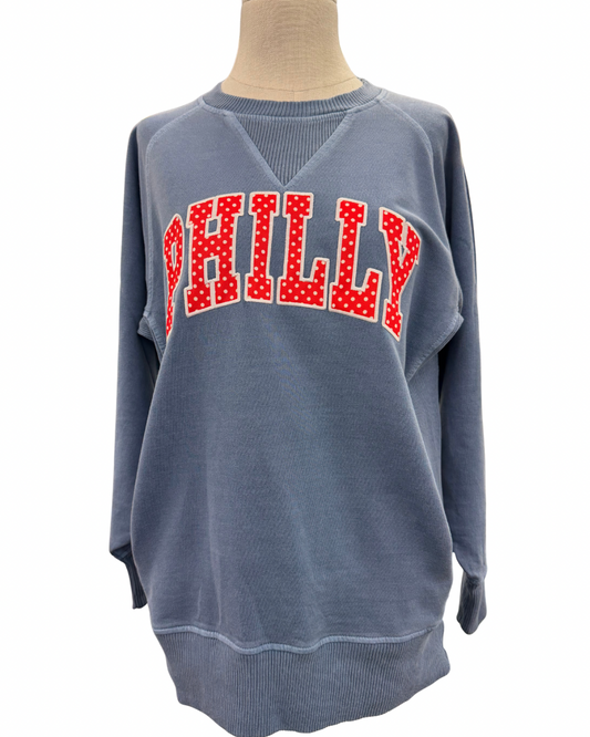 Blue PHILLY Polka Dot Sweatshirt